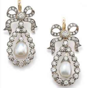 Victorian Rose cut Diamond And Pearl Earring, 3.05ct Diamond, Silver Purity 92.5 ,Handmade Earring