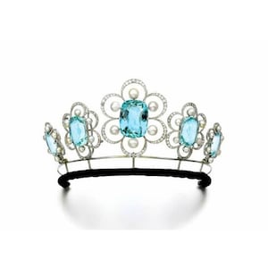 Victorian Rose Cut Diamond Tiaras, 8.80ct Diamond "Sky Blue Topaz" silver purity 92.5 ,Handmade Tiaras/Crown