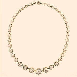 Victorian Rose Cut Diamond Necklace, 15.30ct Diamond, Silver Purity 92.5% ,Handmade Necklace