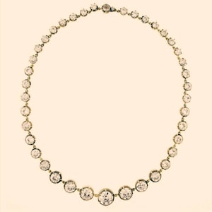 Victorian Rose Cut Diamond Necklace, 15.30ct Diamond, Silver Purity 92.5% ,Handmade Necklace