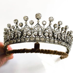 Victorian Rose Cut Diamond Tiaras, 10.12ct Diamond,  silver purity 92.5 ,Handmade Tiaras/Crown / Wedding Tiaras/Crown