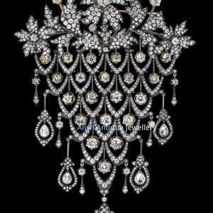 Antique American Diamond Brooch , 3.82ct Diamond,  Silver Purity 92.5 ,Handmade Brooch/Stylish brooch