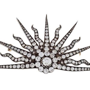 Antike Rose Cut Diamant Sunburst Haarspange, 5,82ct Diamant, Silber Reinheit 92,5, handgefertigte Haarspange
