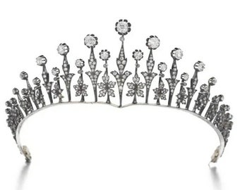Handmade Sterling Silver Victorian Tiara, Rose Cut Diamond Crown