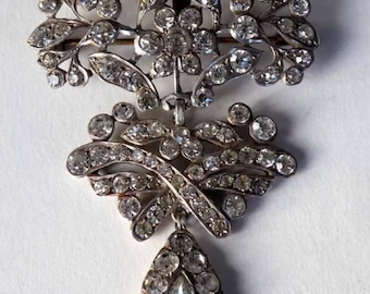 Antique Victorian Rose cut Diamond And Silver 2 in 1 Brooch , 5.19ct Diamond,  Silver Purity 92.5 ,Handmade 2 in 1 Brooch