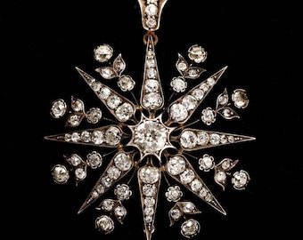 Victorian Star Rosecut Diamond Silver Pendant , Silver Purity 92.5,Handmade Pendent