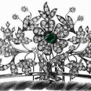 Victorian Rose Cut Diamond and Emerald Tiaras, 8.75ct Diamond,  Silver Purity 92.5 ,Handmade Tiaras/Crown Wedding Tiara crown