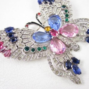 Rose Cut Diamond Butterfly 3.25ct Diamond,Multi Color Gemstones , Silver Purity 92.5 ,Handmade Brooch/ Pendant