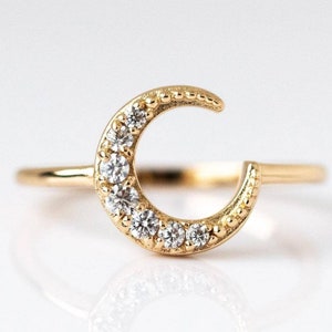 Viktorianischen amerikanischen Diamant Halbmond Ring Silber Reinheit 92,5, handgemachte Halbmond Ring