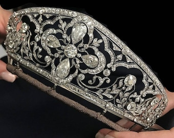 Victorian American Diamond Tiaras, 12.78ct Diamond Silver Purity 92.5 ,Handmade Tiaras/Crown