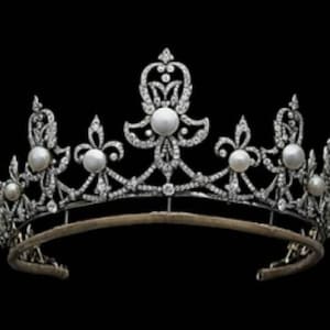Victorian Rose Cut Diamond and Pearl Tiaras, 8.75ct Diamond,  Silver Purity 92.5 ,Handmade Tiaras/Crown Wedding Tiara Crown