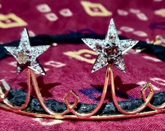 Victorian Rose Cut Diamond Star Tiaras, 9.80ct Diamond Silver Purity 92.5 ,Handmade Tiaras/Crown