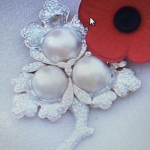 American Diamond(Zircon) Pearl  Silver Brooch ,  Silver Purity 92.5 ,Handmade Brooch
