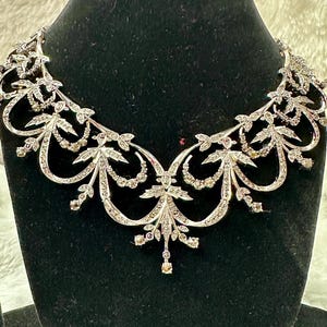 Victorian Rose Cut Diamond Necklace, 10.78ct Diamond, Silver Purity 92.5% ,Handmade Necklace