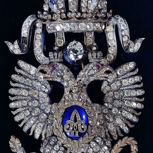 Royal replica of Russian brooch/ imperial Royal brooch/ Zircon brooch