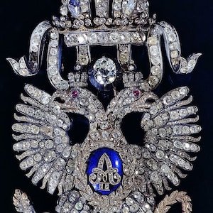 Royal replica of Russian brooch/ imperial Royal brooch/ Zircon brooch