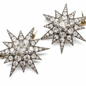 Victorian Star Rosecut Diamond Silver Brooch, Silver Purity 92.5,Handmade Brooch