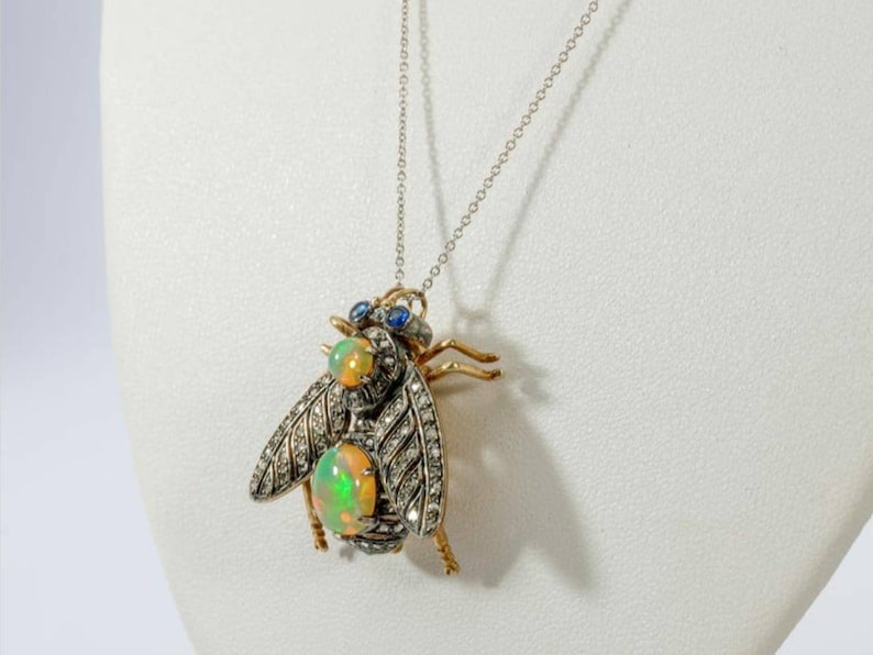 Opal Fly Victorian Opal Fly Brooch Pendant, Rose Cut Diamond, Sterling Silver - Etsy