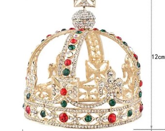 Riproduzione della corona imperiale/Corona vintage con zirconi/Corona in argento sterling fatta a mano/Replica della corona reale vintage
