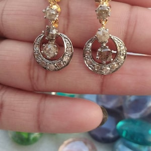 Victorian Rose cut Diamond Earring, 2.05ct Diamond, Silver Purity 92.5 ,Handmade Earring