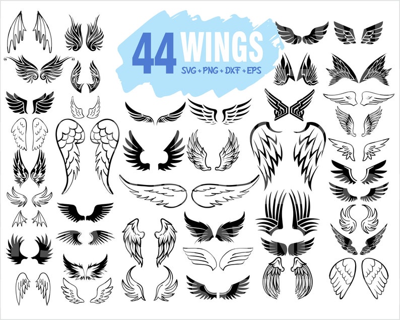 Download Clip Art Silhouette Cameo 4 Wings Svg Bundle Commercial Personal Use For Cricut Angel Wings Cut File Wings Svg File Art Collectibles