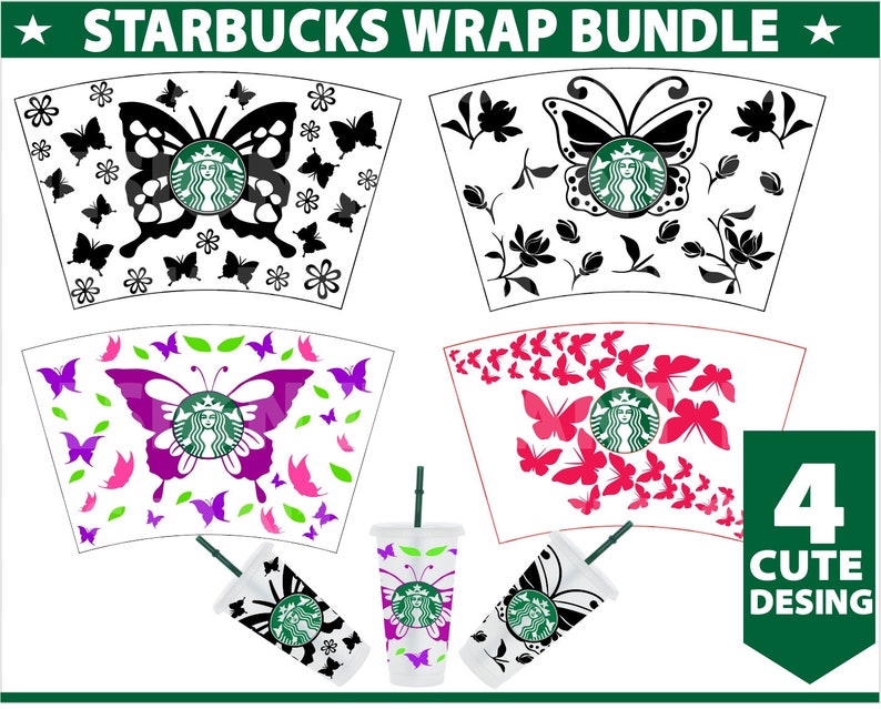 Download Butterfly Full Wrap Starbucka SvgBundle Buttefly | Etsy