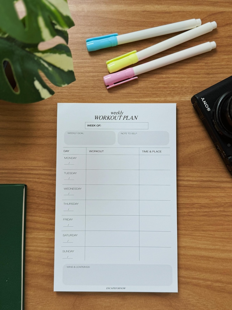 Weekly Workout Planner Notepad: 50-page Fitness Tracker - Etsy