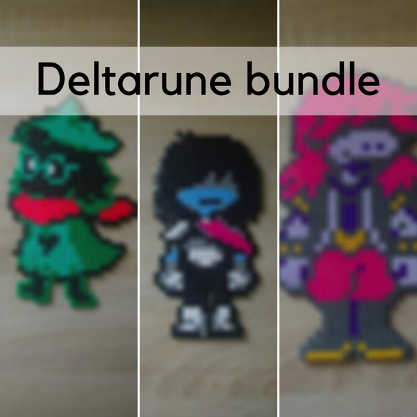 Décoration murale - Deltarune bundle | Sprite provenant du jeu vidéo | personnages sujet en perles à repasser ou pixel art