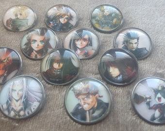 Final Fantasy 7 Bundle (Cloud, Sephiroth, Zack, Tifa, Aerith, Vincent, Cait Sid, Red XIII, Nanaki...) - Cabochon badge 25 mm in diameter