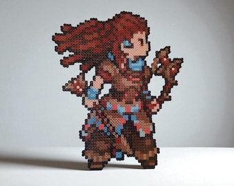 Wall decoration - Horizon zero dawn Aloy | Sprite from the video game | Character subject in iron-on beads or pixel art