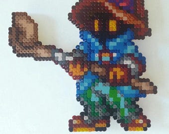 Wall decoration - Black mage / Vivi / bibi Final Fantasy | Sprite from the video game | pixel art / Perler beads