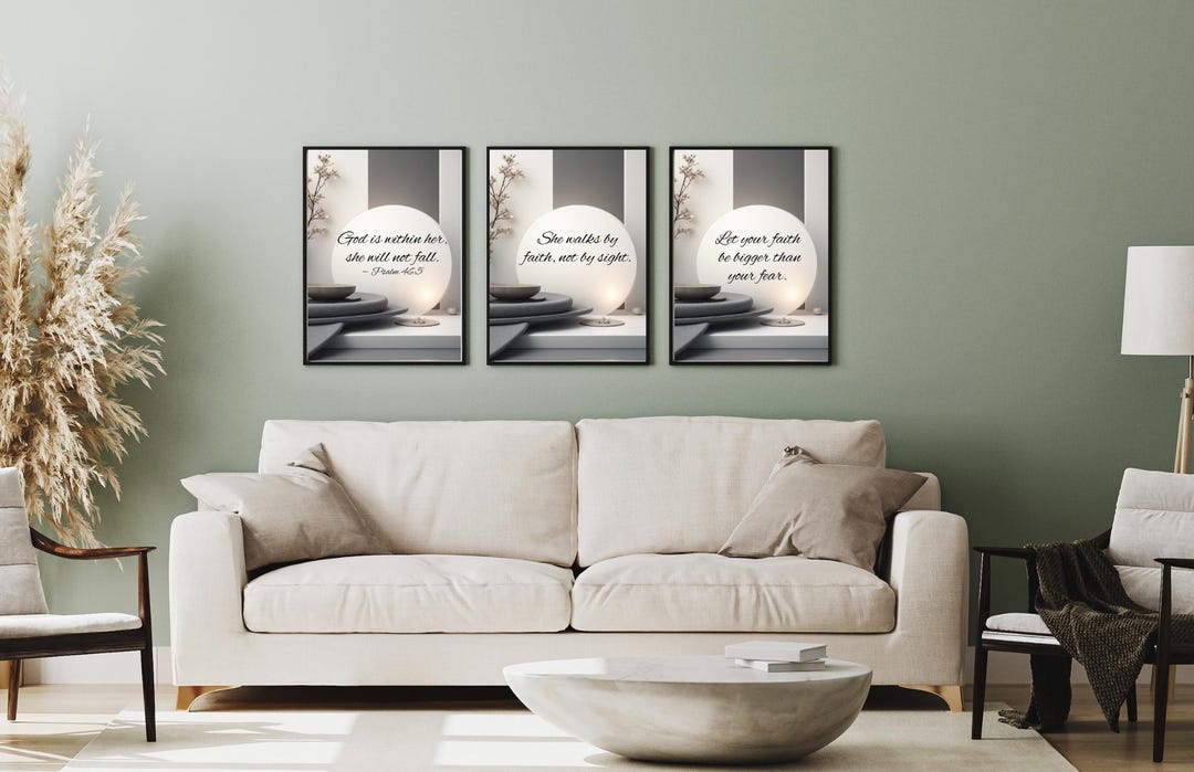 Faith Wall Art Set of 3 | Christian Inspirational Prints for Women ...
