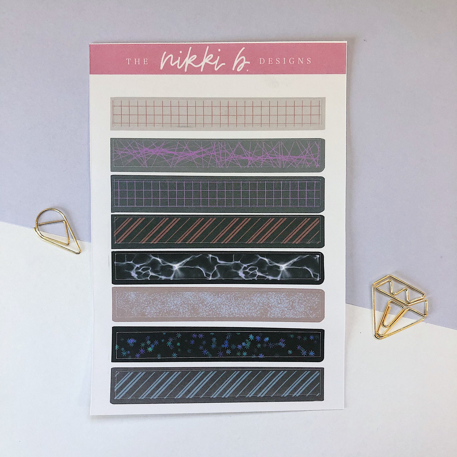 Washi Tape Sticker Sheet // Patterned Washi Bullet Journal Etsy
