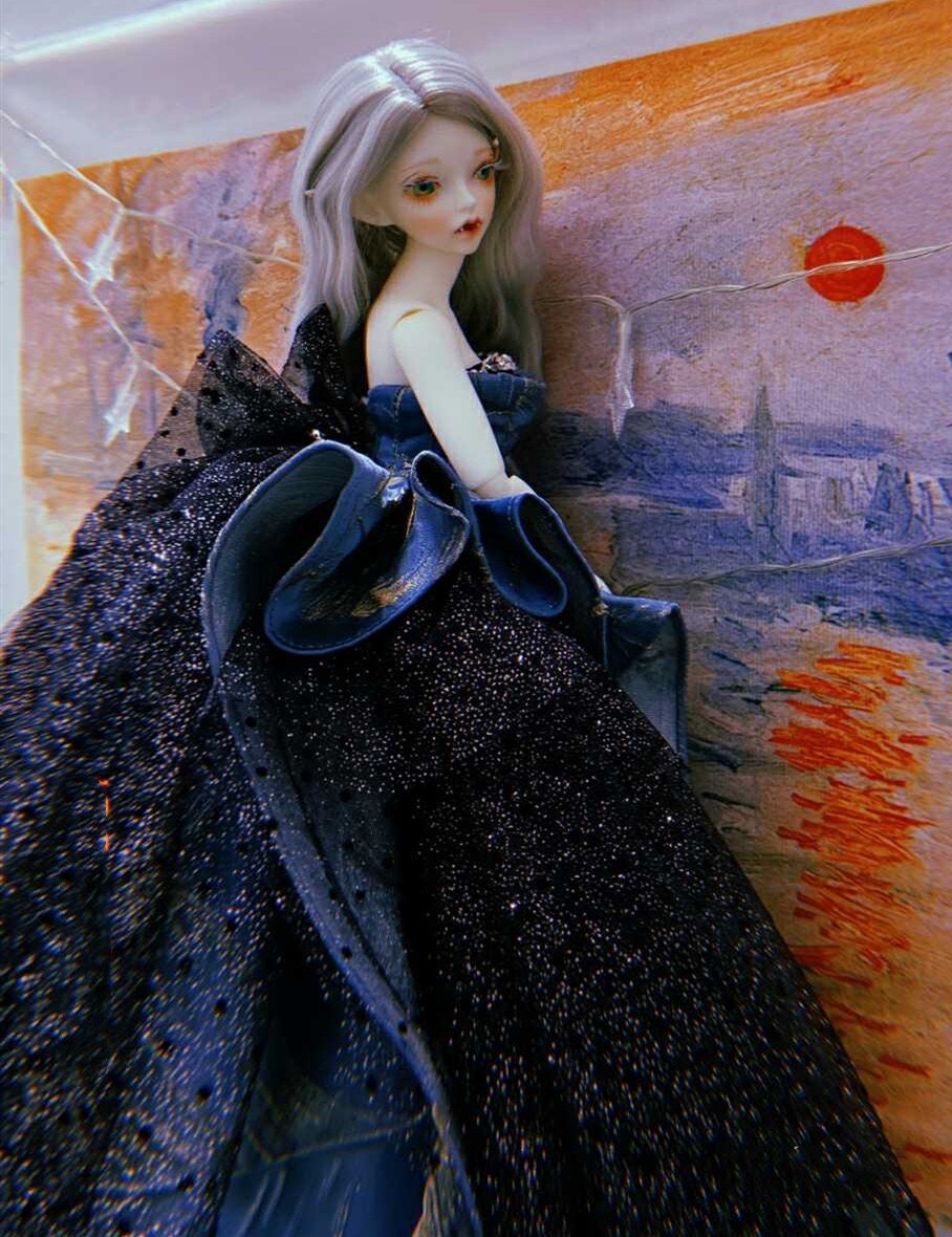 black dress stylish cute doll dp Fashion Clothes Bjd Outfits for 1/3 1/4 Bjd Doll cute black doll wallpaper Petal Ruffle Lace Corset look-products:synced stealing pictures is strictly Colour:Deep Sea