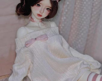 Conjunto de ropa para muñeca BJD: suéter con hombros descubiertos, calcetines y máscara.