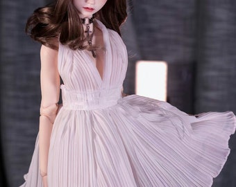 White BJD Doll Dress, Miniature Clothes, 1/3 1/4 1/6 Scale