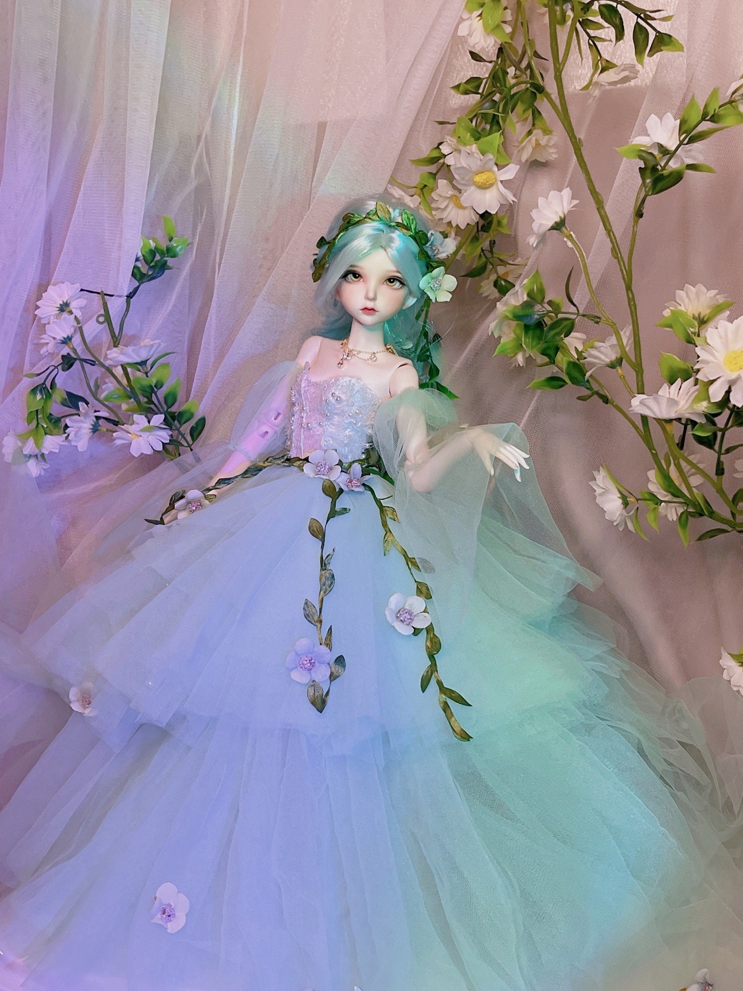 Ensemble Robe Fée + Bijoux Pour Poupée BJD 1/3 SD – Neuf