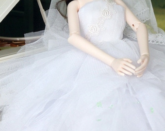 Handmade BJD Doll Wedding Dress, SD MSD Doll Outfit
