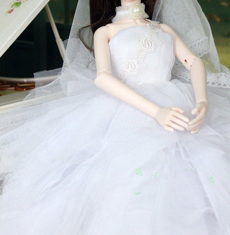 Handmade BJD Doll Wedding Dress, SD MSD Doll Outfit image 1