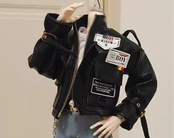 Ropa de muñeca de moda, chaqueta de piloto genial, ropa BJD, blusas para muñecas de 1/3, niña/niño/muñeca tío de 70 cm, abrigo de locomotora de calle