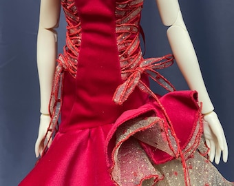 Aangepaste poppenkleding, 1/4 1/3 bjdjurk rood zwart groen grijs outfits msd SD Big Girl-pop