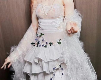 Custom BJD Doll Dress, Floral Doll Outfit, 1/3 1/4 1/6 Scale