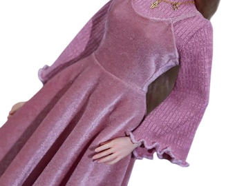 Custom Doll Clothes: Red/Pink Velvet Dress with Sweater(1/3 1/4 1/6 Scale)