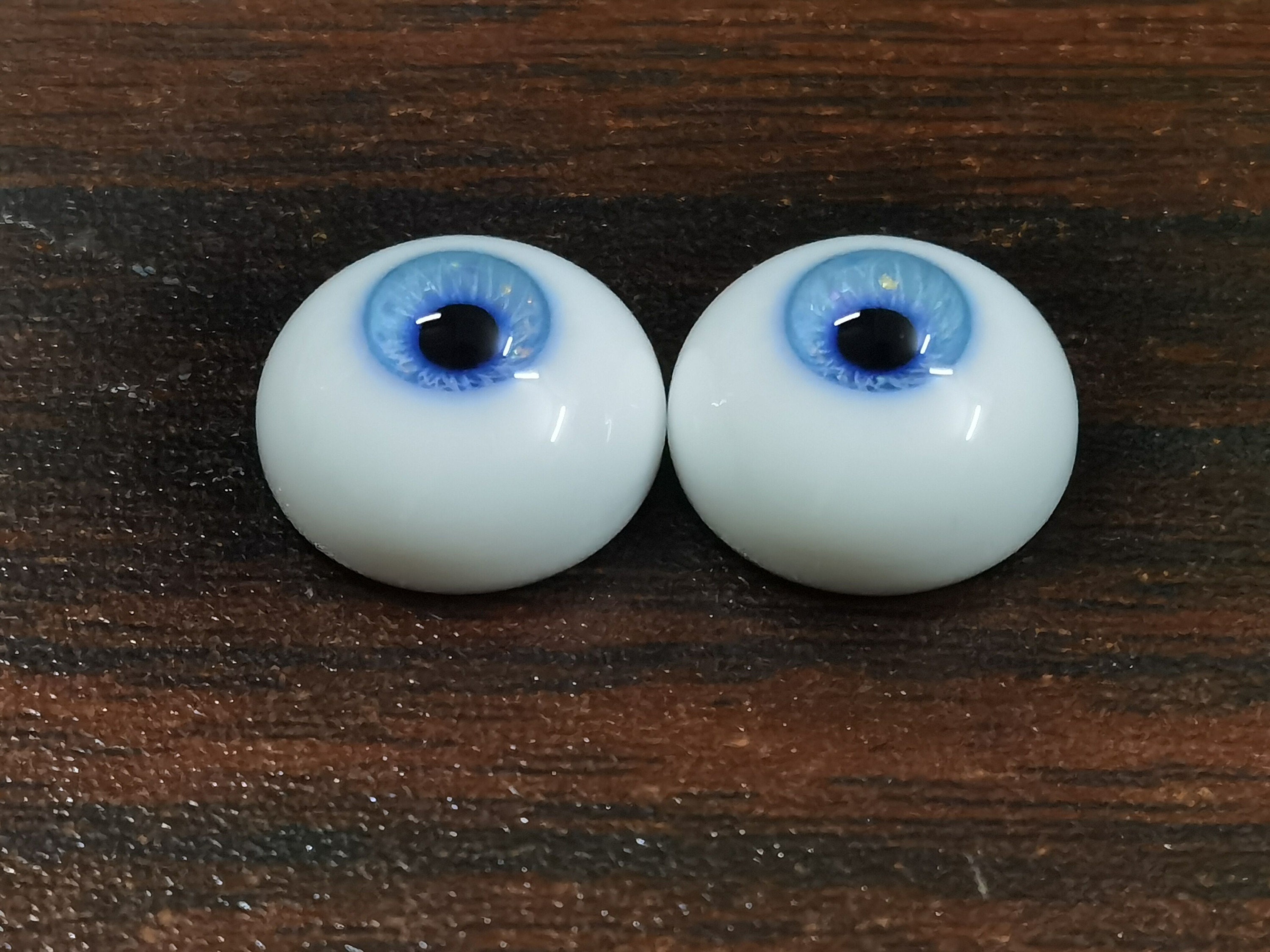 10mm Silver Blue/green 2pcs Glastic Realistic Doll Eyes Oval Made in Japan