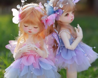 Butterfly Fairy Skirt, Doll Dress with Headdress, 1/6 BJD/OB24 Doll Outfit