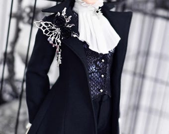 1/3 1/4 Preordina Camicia bianca + Gilet + Pantaloni + Spilla + Giacca Set di vestiti 42-75 cm Bjd Md id75