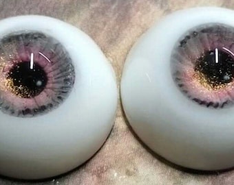 Realistic Resin Doll Eyes, Gray Mixed Pink Safety Eyes for BJD Doll