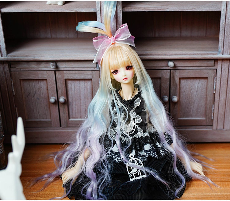 25cm Mode Mädchen Puppen Lange Glatte Haare Perücke Puppenhaare 