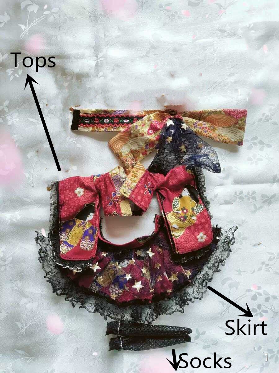 Fashion Doll Clothes 1/6 BJD Clothes for Blyth/ob24/azone S Doll Accessories,japanese  Kimono Outfit Doll Clothing 
