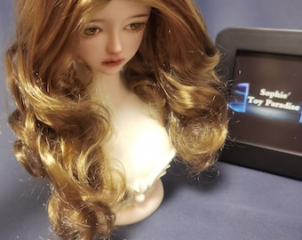 BJDドール用ウィッグ ロングヘア ピンクブラウングレーイエロー 1/4 1